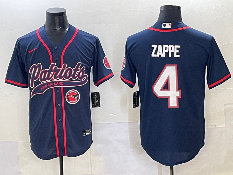 Men 2025 New England Patriots #4 Zappe blue Nike NFL jersey style 68